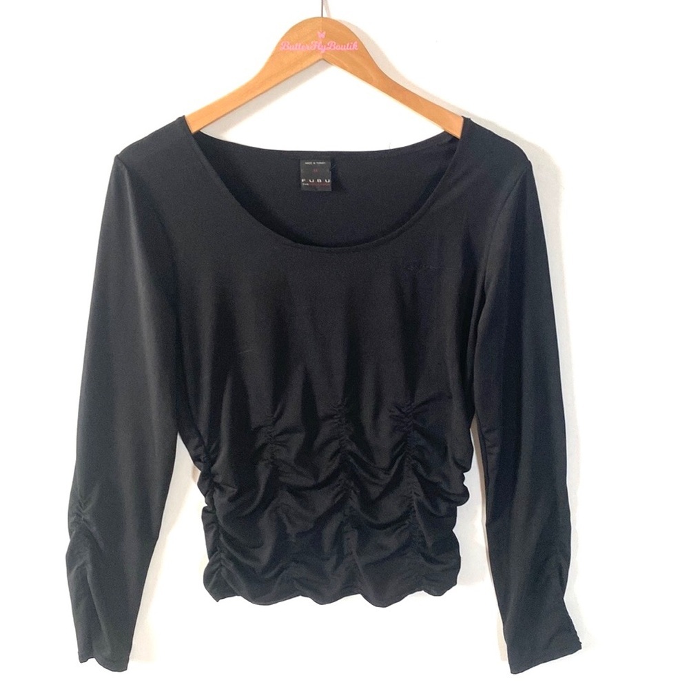FUBU black Long-sleeve stretchy top, Size S